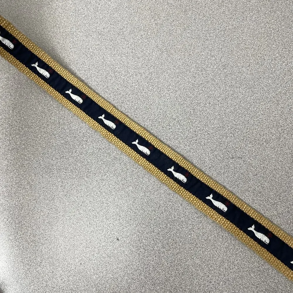 Vintage Dooney & Bourke Whale Belt Size 26 Cotton Leather Brass Buckle 1.25in